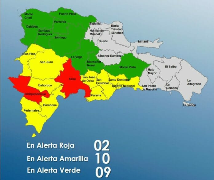 COE coloca dos provincias en alerta roja