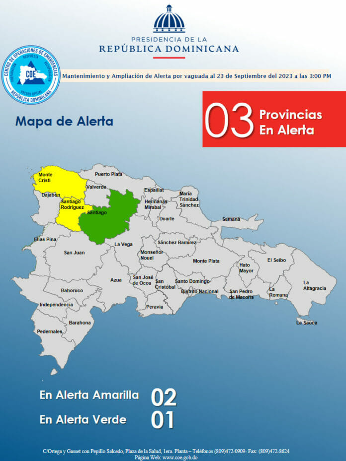 El COE mantiene 02 provincias en alerta amarilla y coloca una en verde