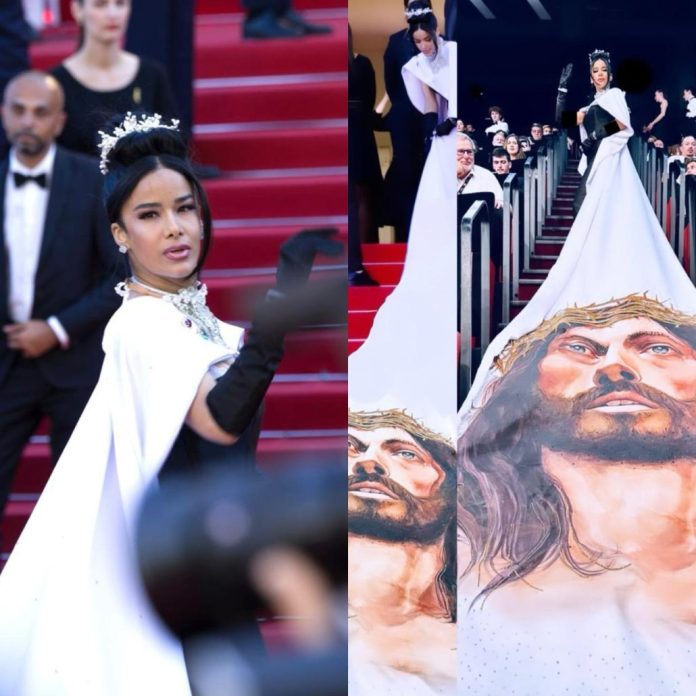 Masiel Taveras exhibe vestido con imagen de Cristo en Festival de Cannes