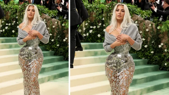 ¡No respira! Causa preocupación diminuta cintura de Kim Kardashia en la Met Gala