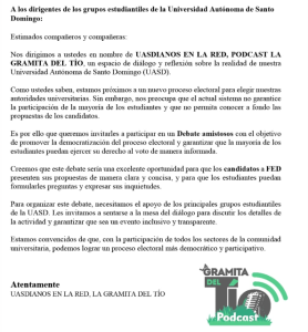 Uasdianos en la red convocan debate con candidatos presidenciales a la FED