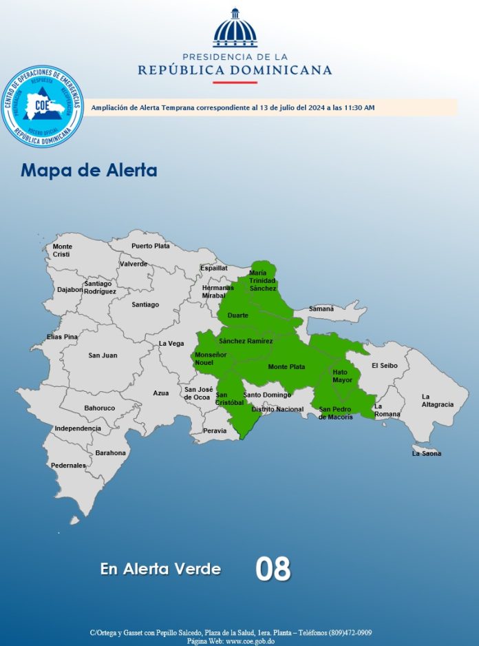 Amplían alerta verde para 8 provincias