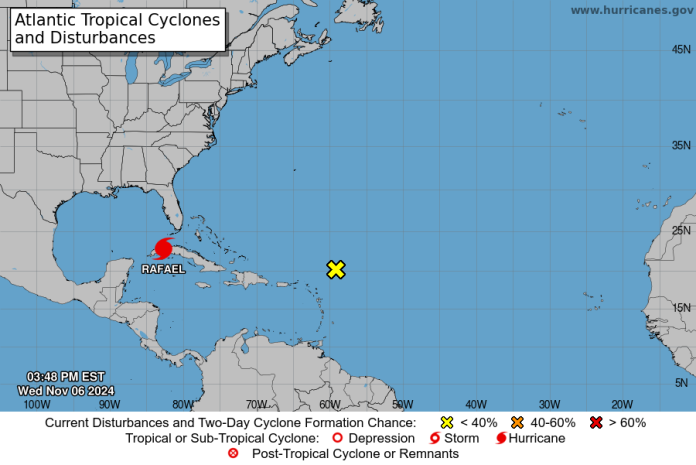 Huracán Rafael se intensifica a categoría 3 a su paso por Cuba