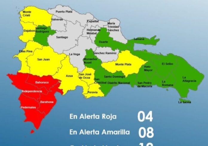 Disminuyen la alerta amarilla; COE coloca en verde al Gran Santo Domingo y otras provincias