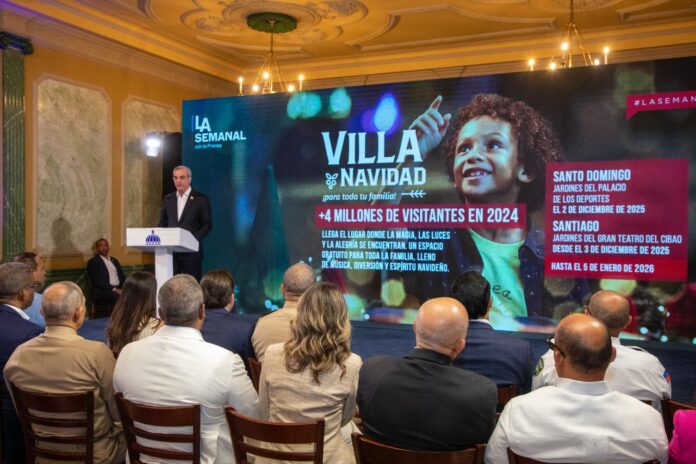 Villa Navidad A partir del martes 2 de diciembre, “Villa Navidad” alegrará las noches de las familias dominicanas, brindando un espacio de música, diversión y espíritu navideño en los jardines del Palacio de los Deportes en Santo Domingo.