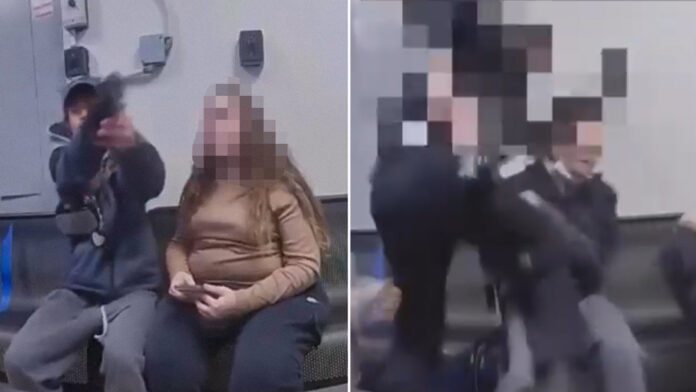 Tras varios segundos de tensión, el individuo fue finalmente reducido y detenido por las autoridades, sin que se registraran heridos durante el incidente.