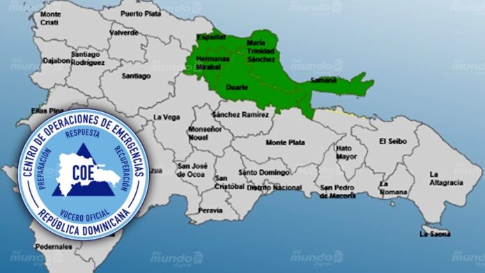 COE coloca a cinco provincias en alerta verde debido a incidencia de vaguada y sistema frontal en RD