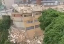 Se derrumba parte de un colegio en Caracas que había quedado afectado por los terremotos El establecimiento educativo se encontraba desalojado debido a que las autoridades nacionales decretaron la suspensión de clases desde que se registró el desastre natural.