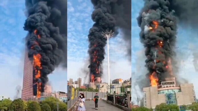 Se incendia rascacielos en la ciudad china de Changsha