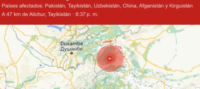 Terremoto de 7.3 grados sacudió la frontera entre China y Tajikistán