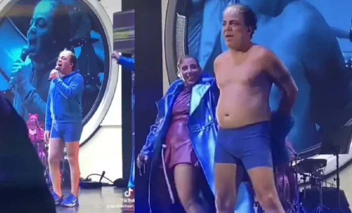 Cristian Castro exhibe su gran barriga en ropa interior en pleno show de Miranda en Argentina