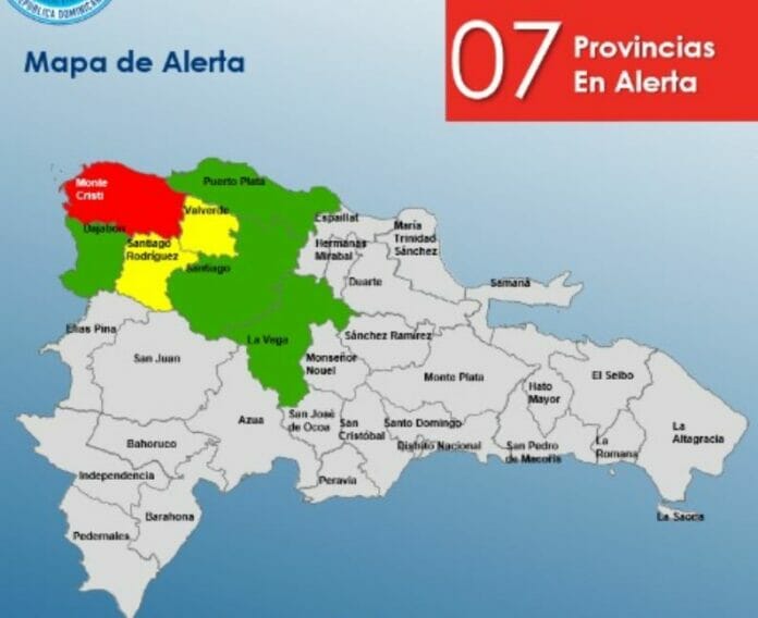 COE coloca a Monte Cristi en alerta roja y otras 6 provincias en verde y amarilla