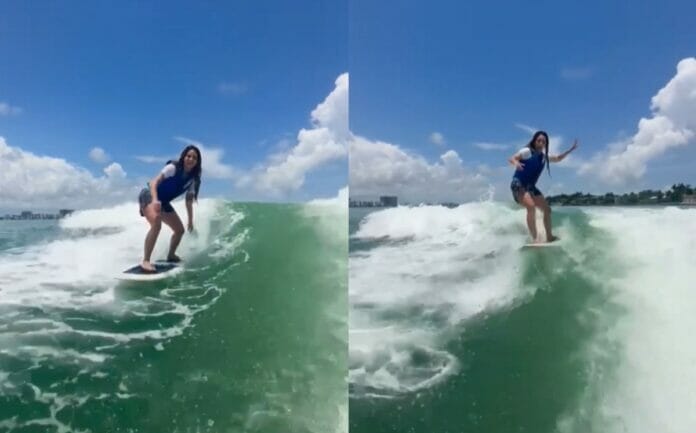 Shakira disfruta de Miami surfeando sobre olas