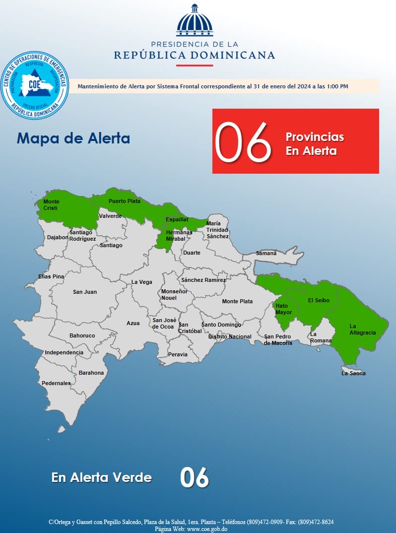 COE informa que sistema frontal se encuentra al noreste de Puerto Rico