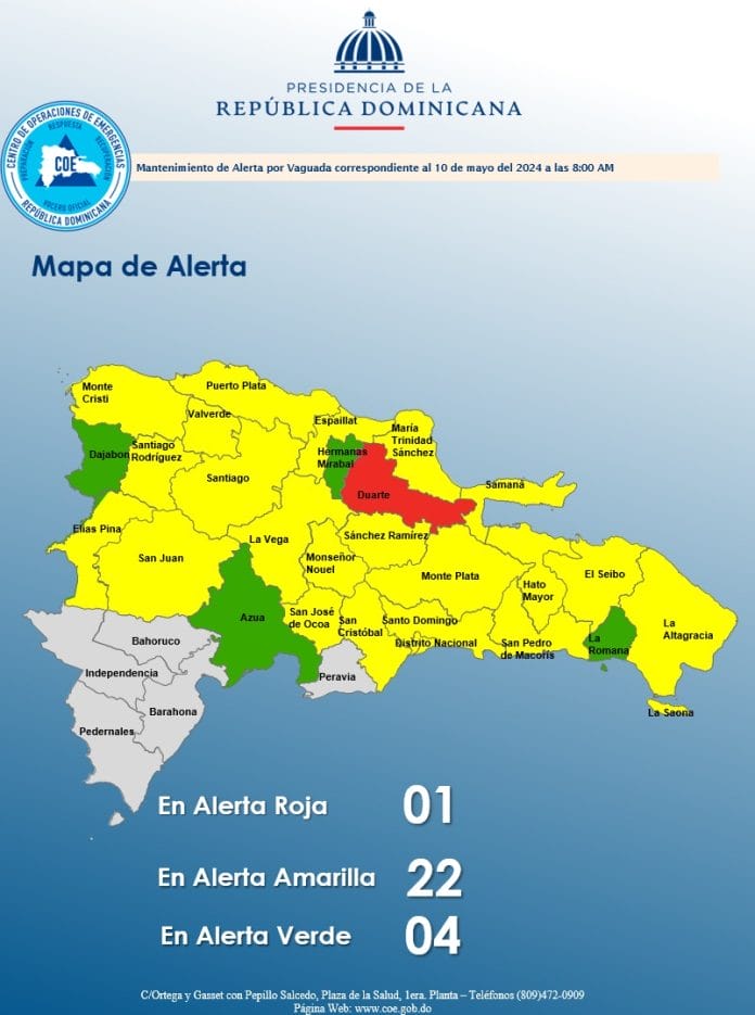 COE aumenta a 26 las provincias en alerta