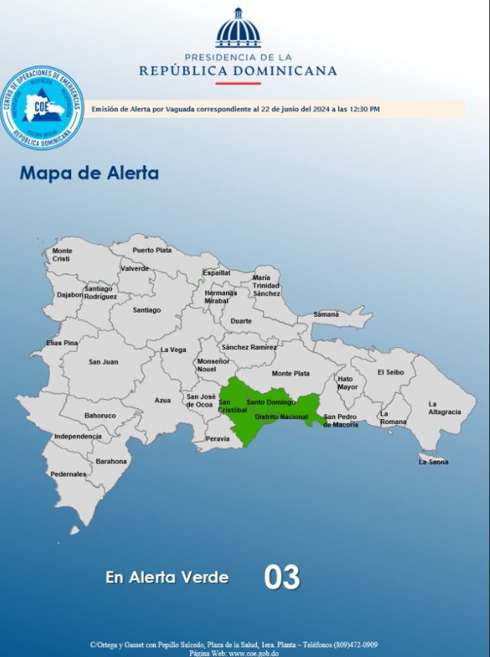Colocan tres provincias en alerta verde por incidencia de vaguada