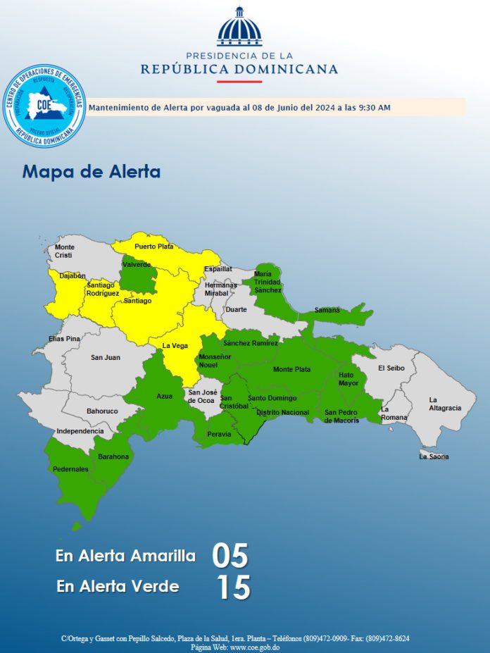 COE mantiene 20 provincias en alerta por posibles inundaciones