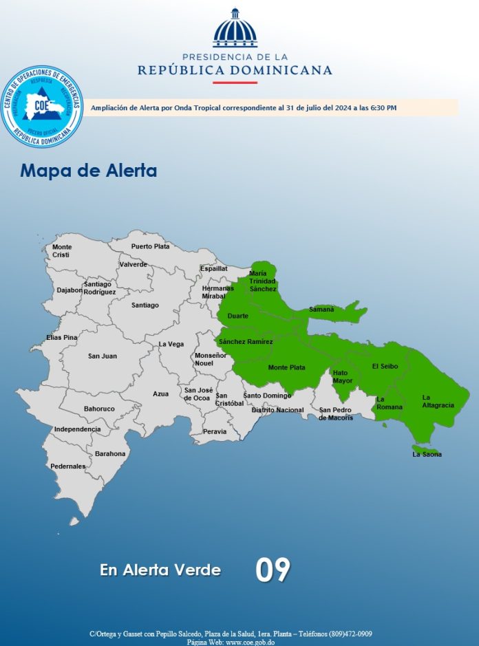 COE amplía niveles de alerta; onda tropical y vaguada producirán nublados con aguaceros