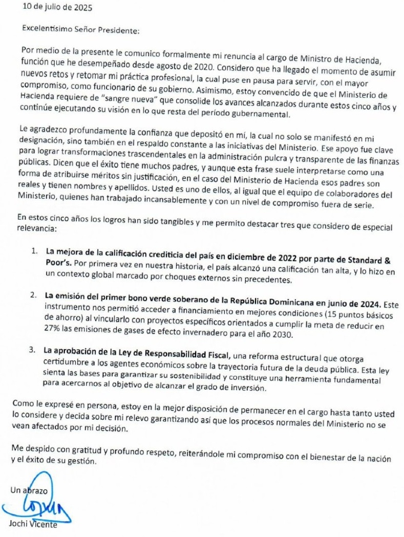 A proposito de que este martes Magin Diaz fue designado como ministro de Hacienda el pasado tit
