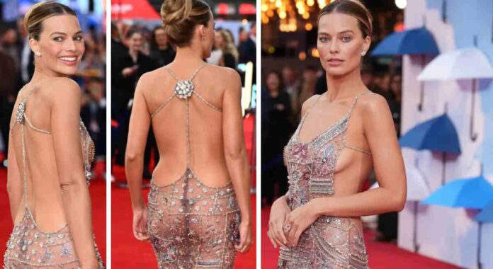 El look al desnudo de Margot Robbie en su regreso a la alfombra roja tras convertirse en madre