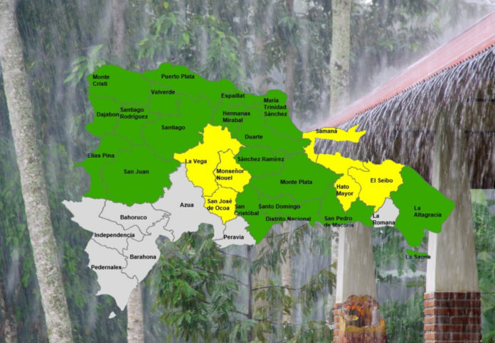 Las provincias en alerta amarilla son: La Vega, Monseñor Nouel, Samaná, San José de Ocoa, El Seibo y Hato Mayor.