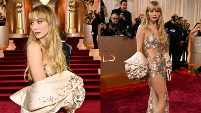 Jennifer Lawrence acapara miradas en los Globos de Oro 2026 con un vestido de Givenchy