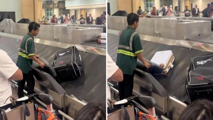 Un empleado de aeropuerto se vuelve viral por cuidar las maletas como si fueran suyas