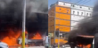 ¡Impactante! Un vehículo se incendia en estación de combustible de Villas Agrícolas
